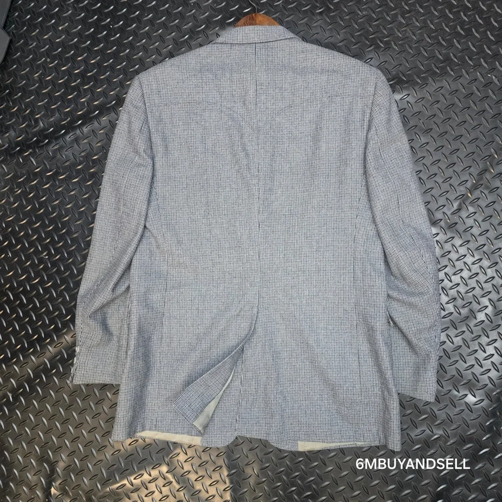 Circle S Dallas Texas Mens Blue Micro‎ Check Western Sport Coat Blazer 44L USA